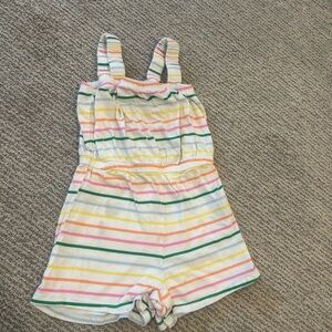 Kids Striped Rainbow Romper - White with Multicolor Stripes
